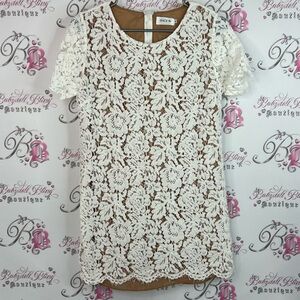 Space 46 Boutique dress Lacie floral flowers White Lace Overlay dress